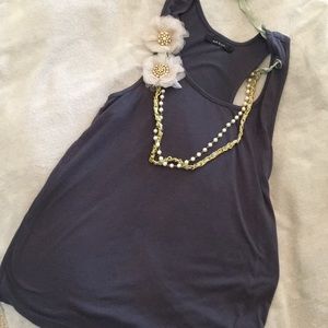 Tank with vintage inspired necklace
